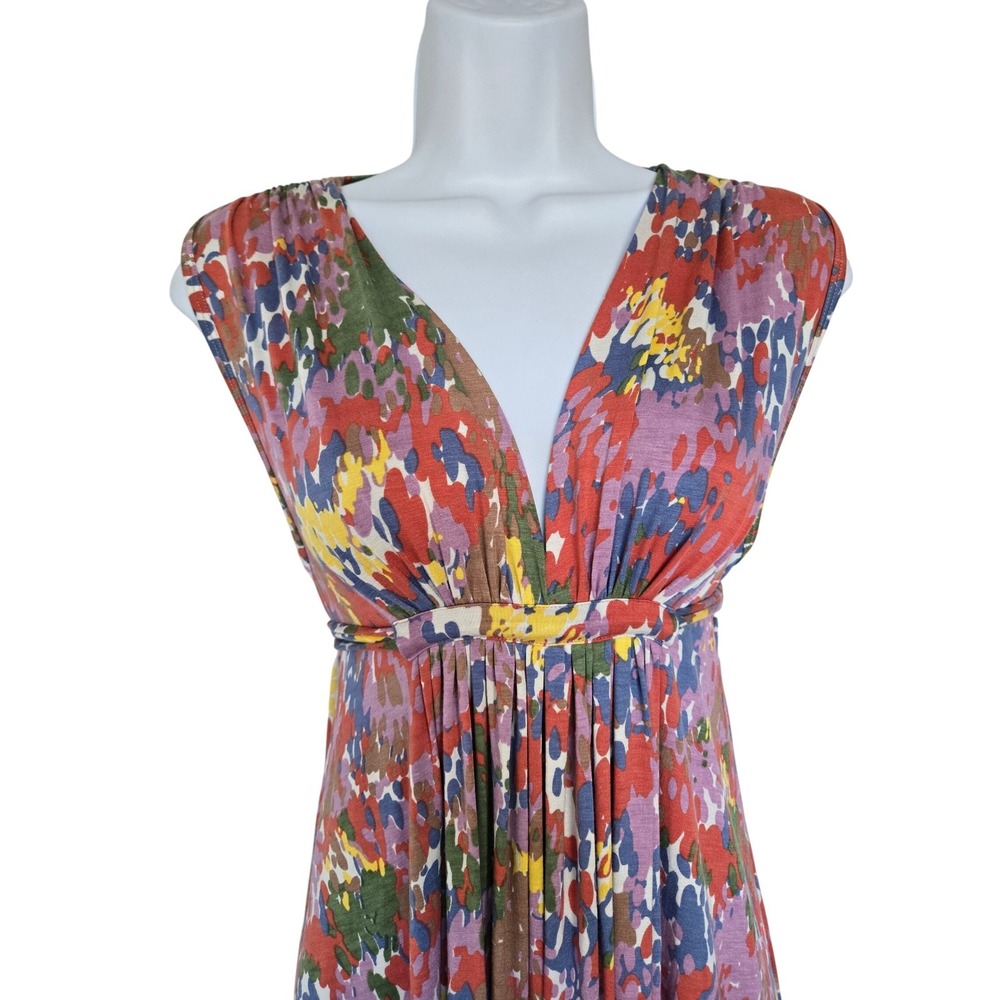 Rachel Pally Multicolor Abstract Modal Empire Waist Midi Dress Sz S Boho Cottage - Picture 2 of 11
